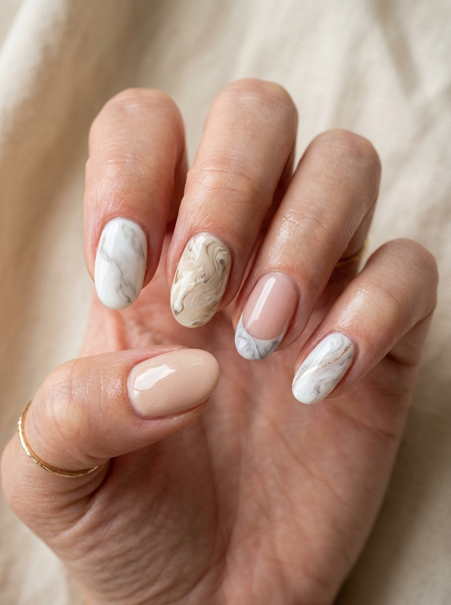 Modern Mixed Marble Nails als Marmor Nägel Ideen Inspiration 2026